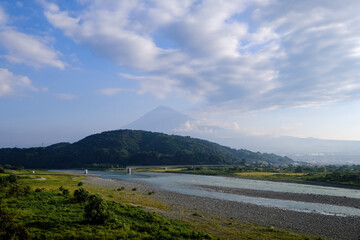 静岡県富士市の富士川と富士山