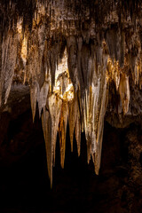Golden Highlights Of The Chandelier In Carlsbad Caverns
