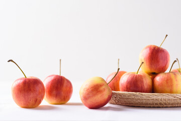 Organic red apple on white background