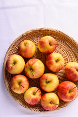 Organic red apple on white background