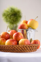 Organic red apple on white background