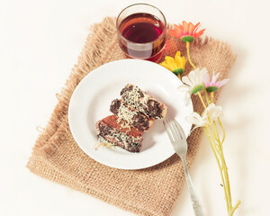 Pukis cake with various toppings. Pukis cake or simply called Pukis is a traditional Indonesian cake or snack. Pukis cake has a distinctive shape and color. Indonesian traditional food mockup.