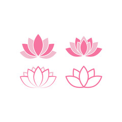 Pink lotus icon set design illustration isolated