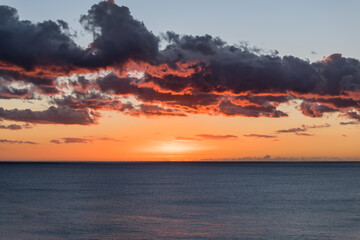 Beautiful sunset on Oahu's west coast, Hawaii