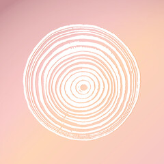 Light monotone tree slice with rings and texture. Monotone tree ring print impression.