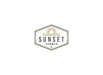 simple recognizable sunset logo on white background