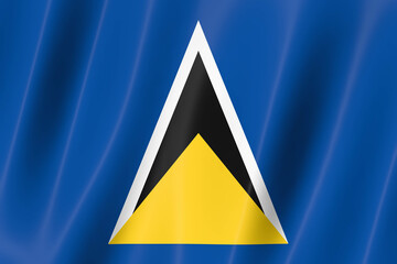 Saint Lucia flag of silk-3D panoramic  illustration
