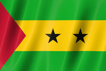 Sao Tome And Principe flag of silk-3D panoramic  illustration