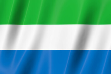 Sierra Leone flag of silk-3D panoramic  illustration