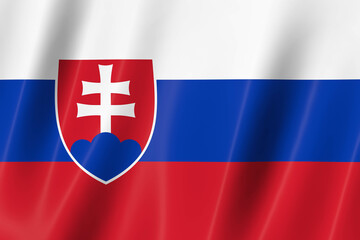 Slovakia flag of silk-3D panoramic  illustration