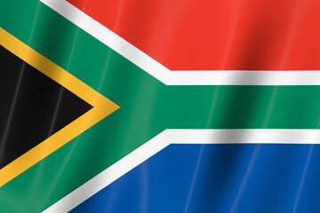 South Africa flag of silk-3D panoramic  illustration
