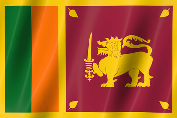 Sri Lanka flag of silk-3D panoramic  illustration