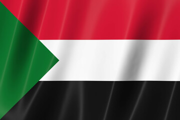 Sudan flag of silk-3D panoramic  illustration