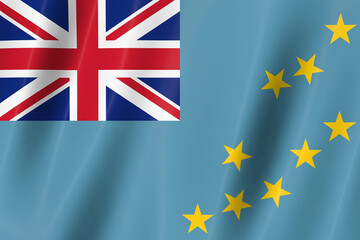 Tuvalu flag of silk-3D panoramic  illustration