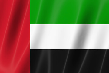 United Arab Emirates flag of silk-3D panoramic  illustration