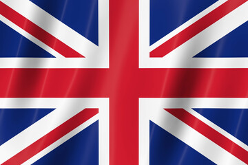 United KingDom flag of silk-3D panoramic  illustration