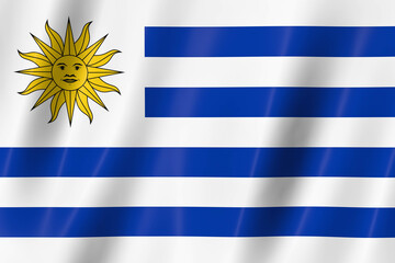 Uruguay flag of silk-3D panoramic  illustration