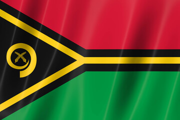 Vanatu flag of silk-3D panoramic  illustration