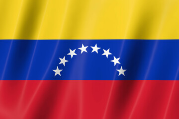 Venezuela flag of silk-3D panoramic  illustration