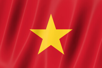 Vietnam flag of silk-3D panoramic  illustration