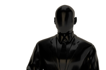 Black sculpture, Businessman in suit isolated on white background. 3D rendering. 3D illustration.