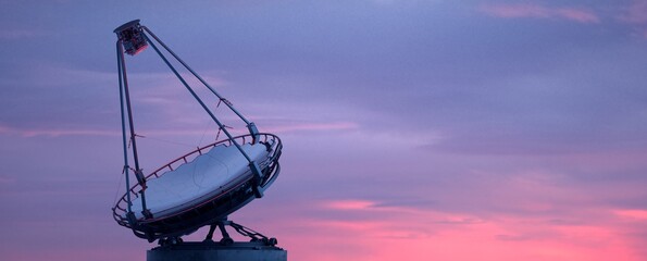 Astronomical telescope pointing to the sky in search of stars. 