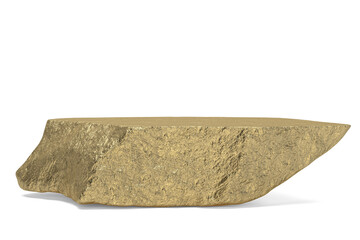 Golden stone isolated on white background. 3D illustration.