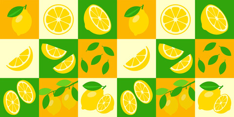 Lemon abstract seamless geometric vector pattern for packaging design