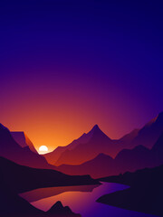 Fototapeta premium sunset in mountains