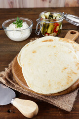 Roti pita or pita bread. Kuboos or khubz.