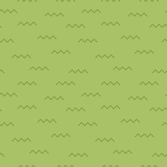 Abstract minimal grass texture seamless vector pattern. Cartoon style green lawn, field, turf illustration with zig zag lines. Repeating background, backdrop wallpaper endless texture print.