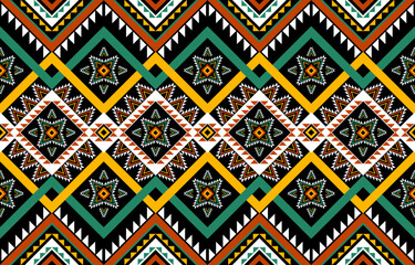 Geometric ethnic seamless pattern tribal traditional. Flower decoration. Design for background, illustration, wallpaper, fabric, texture, batik, carpet, clothing, embroidery