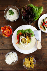 Chicken shawarma with garlic sauce.