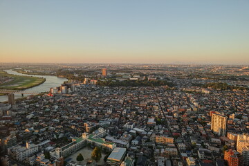 Fototapeta na wymiar 市川市の150m展望台からの北方向の眺望