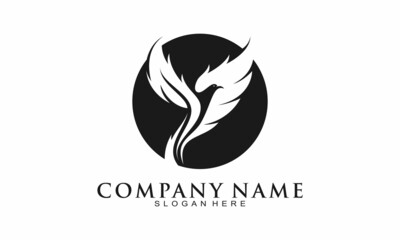 Flying bird simple vector logo