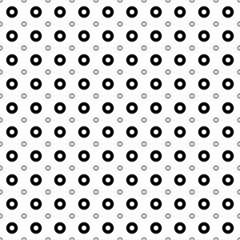 Square seamless background pattern from geometric shapes are different sizes and opacity. The pattern is evenly filled with big black record media symbols. Vector illustration on white background