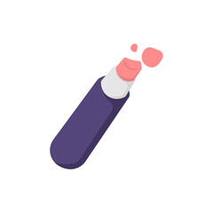 illustration of a lipstick with a broken tip. make up tools or objects to beautify lips. flat cartoon style. vector element design