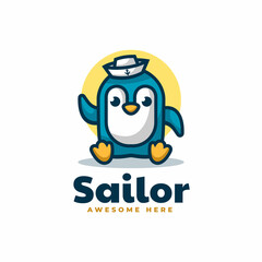 Vector Logo Illustration Sailor Mascot Cartoon Style.