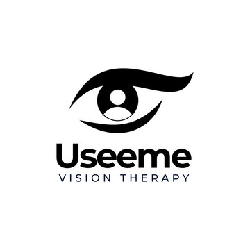 useeme vision therapy logo, person reflection on iris vector