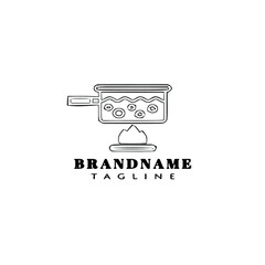 boiling water logo cartoon icon design black isolated vector illustration