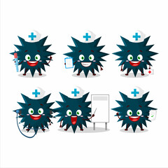Doctor profession emoticon with biohazard virus cartoon character