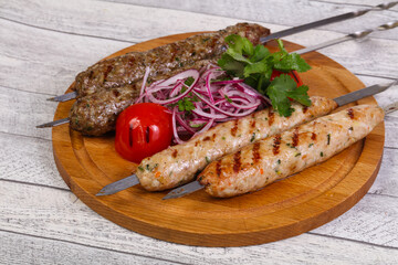 Beef and chicken kebab