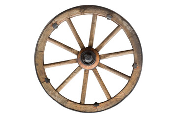 wooden wheel isolated on white with clipping path included - 458434767