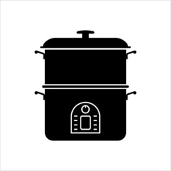 Steamer Pot Icon, Food Steamer, Steam Cooker Icon, Kitchen Appliance Which Prepare Foods With Steam Heat