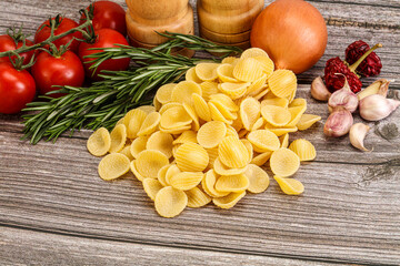 Raw Italian pasta - Orecchiette for cooking