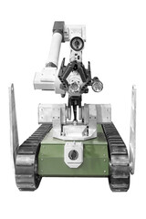Search and rescue Destroy explosives robot unit isolated on white background with clipping path