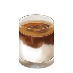 glass of milk tea with ice drink illustration 