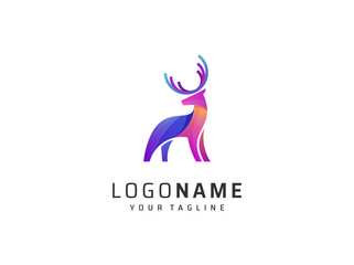 colorful deer logo design premium vector 