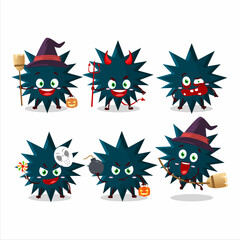 Halloween expression emoticons with cartoon character of biohazard virus