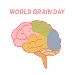 A colorful brain illustration, world brain day concept 
